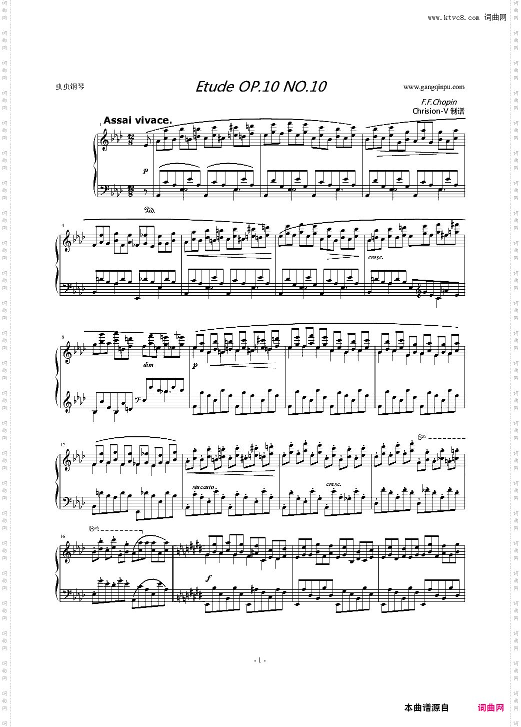 肖邦练习曲-Etude OP·10 No·10