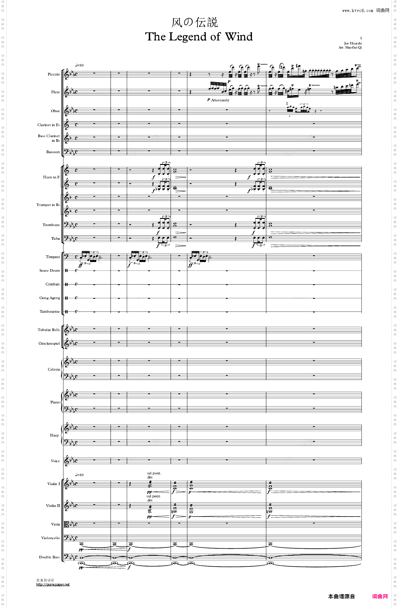 风之谷-交响乐序曲 总谱