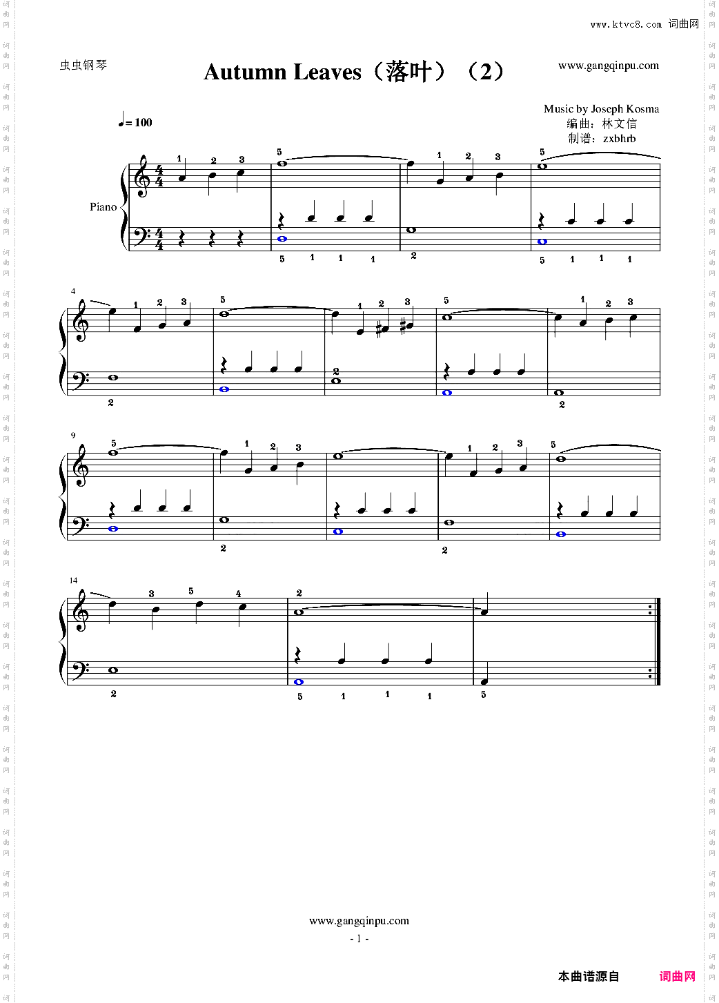 《Autumn Leaves落叶2》-指法