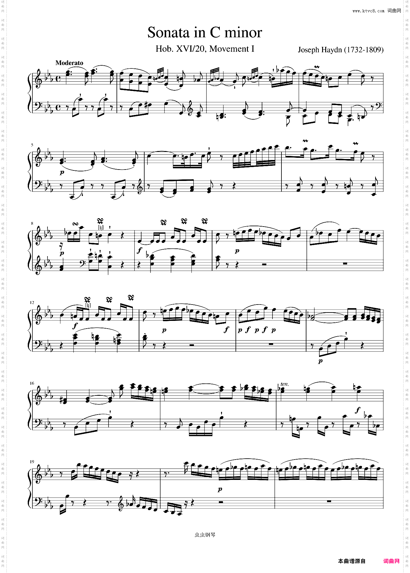 Haydn - Sonata in C minor HOB XVI/20 Movement I