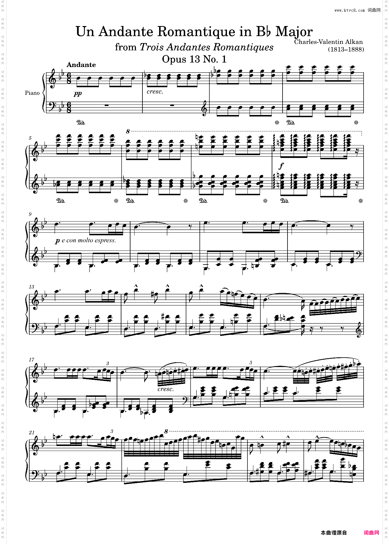 Un Andante Romantique Opus 13 No· 1 in B? Major