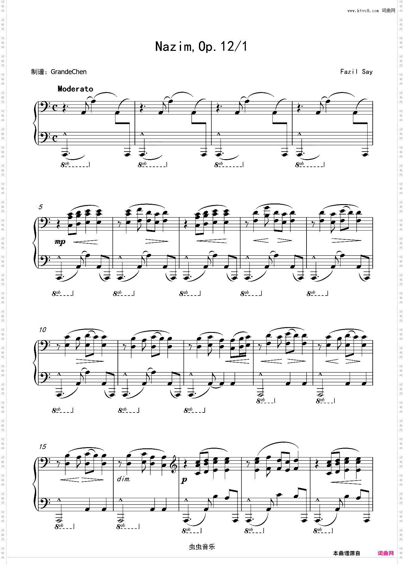 法佐赛依 Nazim, Op· 12/1