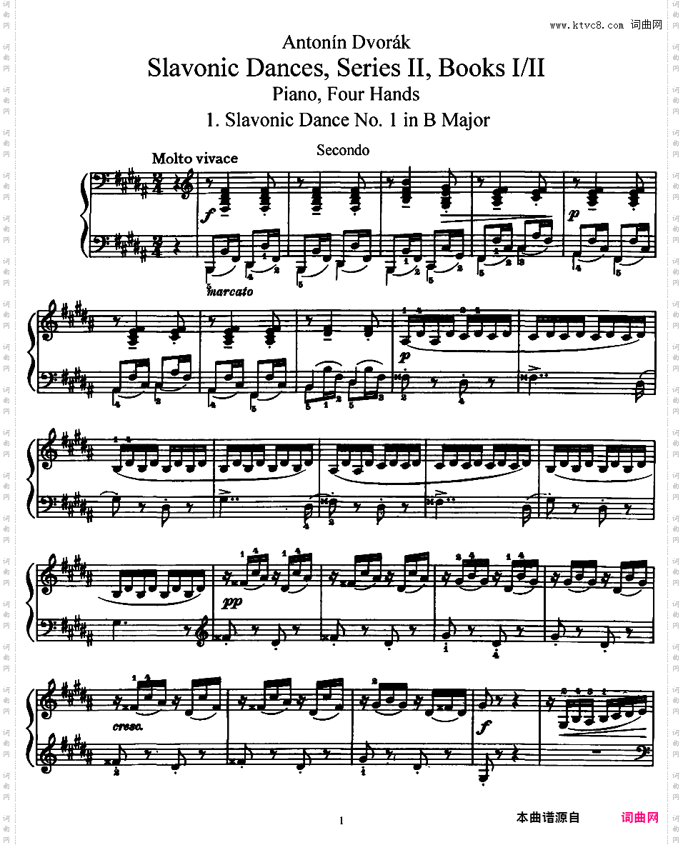 斯拉夫舞曲集 Slavonic Dances四手联弹Dvorak op072 Slavonic Dances 四手联弹