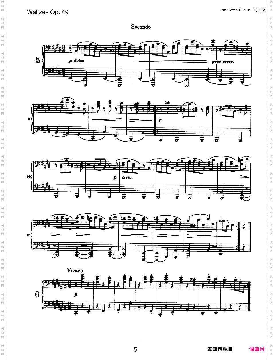 圆舞曲集16首Waltzes Op·39独奏版 四手联弹版 双钢琴版Brahms op039b Waltzes duet四手联弹版