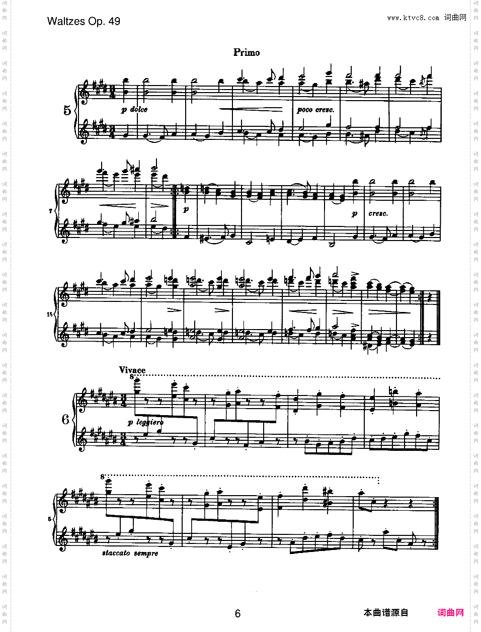 圆舞曲集16首Waltzes Op·39独奏版 四手联弹版 双钢琴版Brahms op039b Waltzes duet四手联弹版