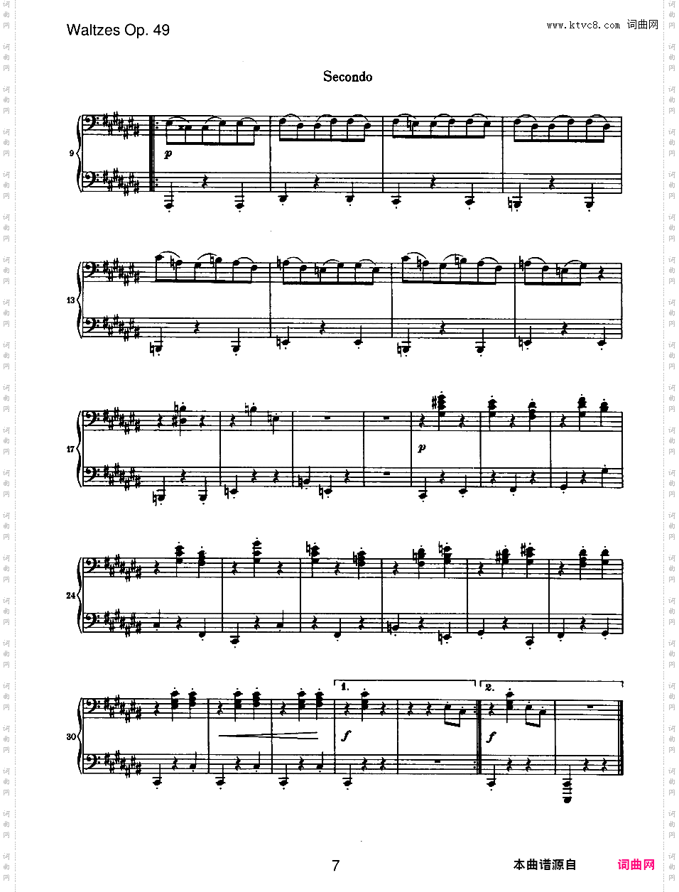 圆舞曲集16首Waltzes Op·39独奏版 四手联弹版 双钢琴版Brahms op039b Waltzes duet四手联弹版
