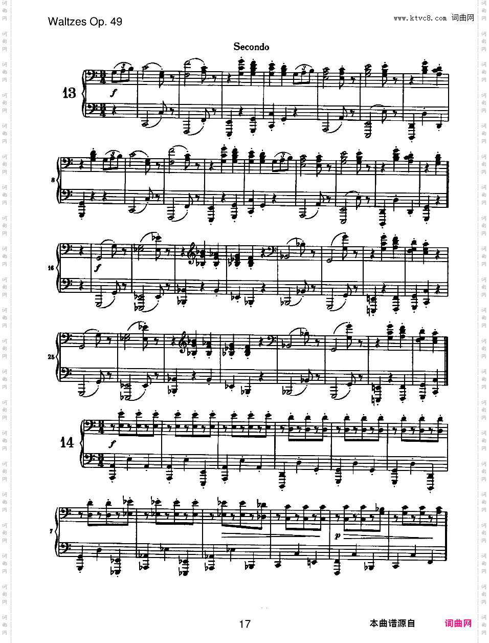 圆舞曲集16首Waltzes Op·39独奏版 四手联弹版 双钢琴版Brahms op039b Waltzes duet四手联弹版