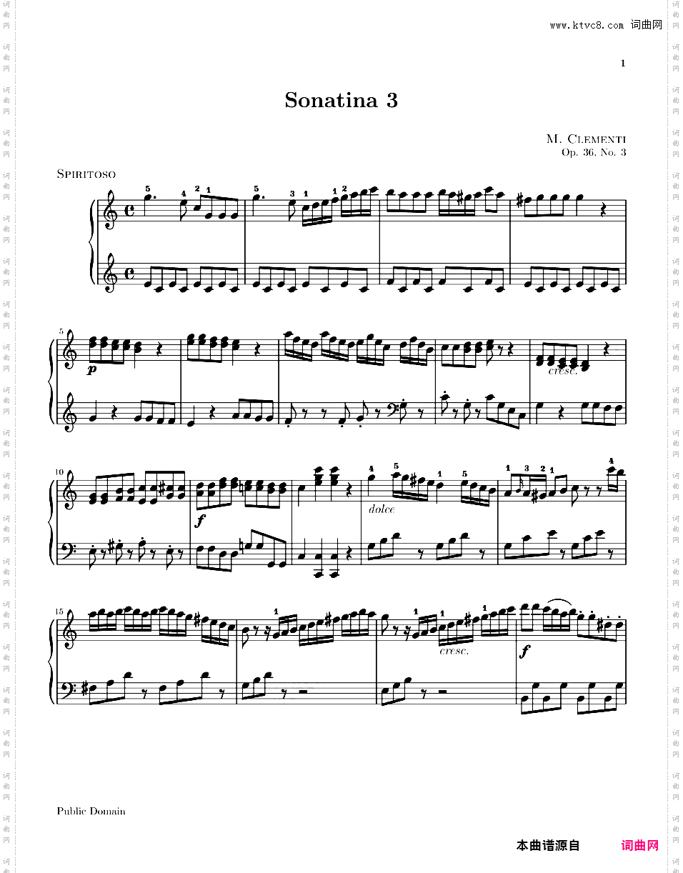 奏鸣曲集Clementi op36n3 Sonatina #3