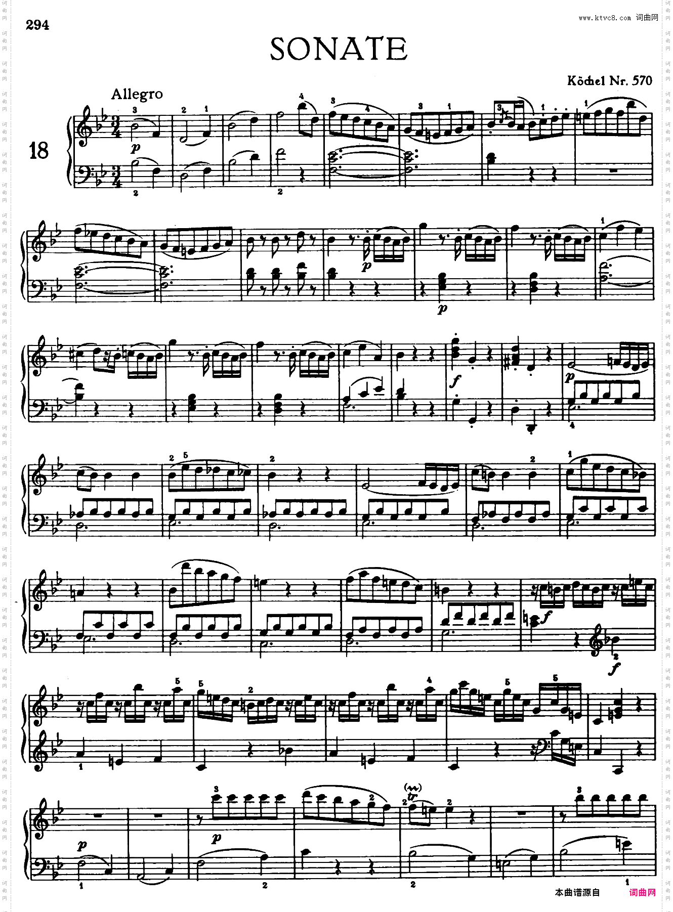 Sonata in bB Major No·17 K·570