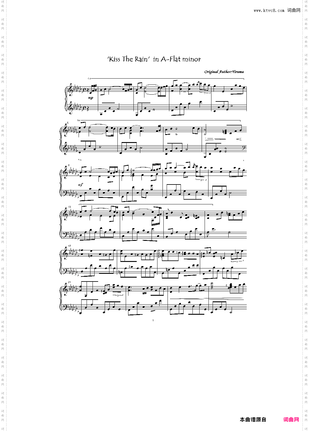 Kiss The Rain in A-Flat minorKiss The Rain in A-Flat minor