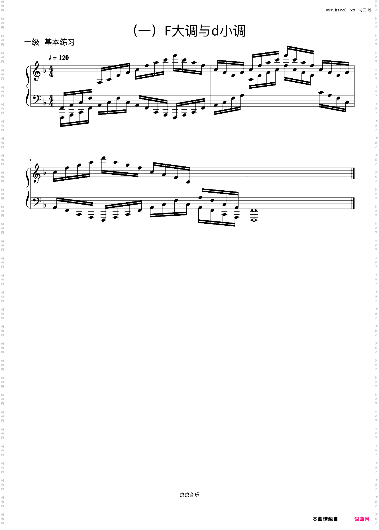 10级 F大调琶音《音协钢琴考级曲目 9-10级》