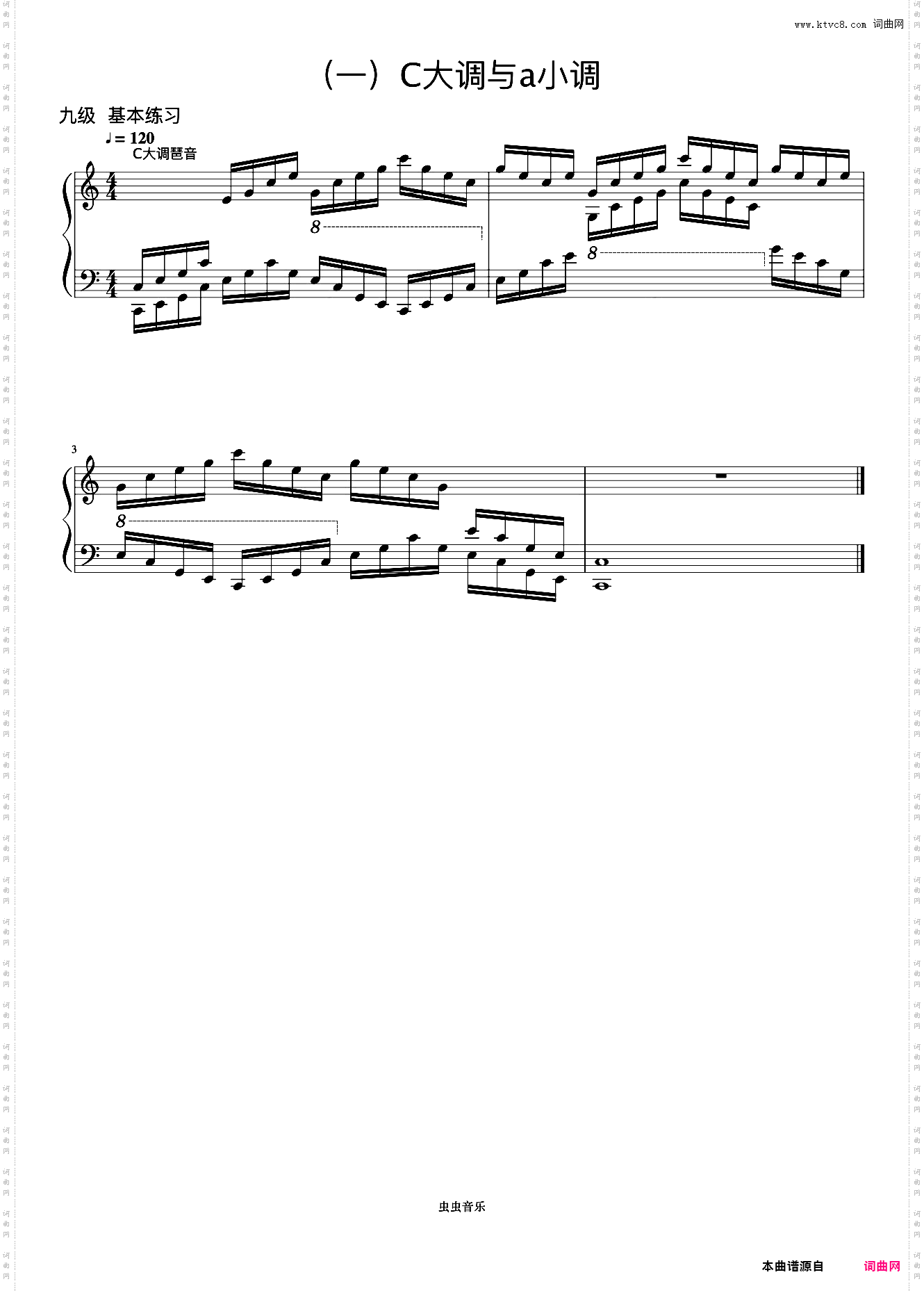 9级 C大调琶音《音协钢琴考级曲目 9-10级》