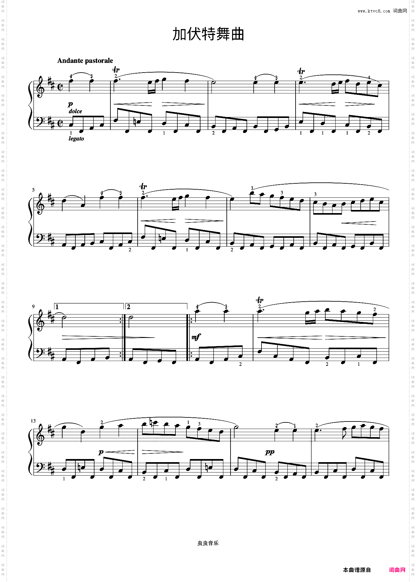 第18首 加伏特舞曲《巴赫 初级钢琴曲集》