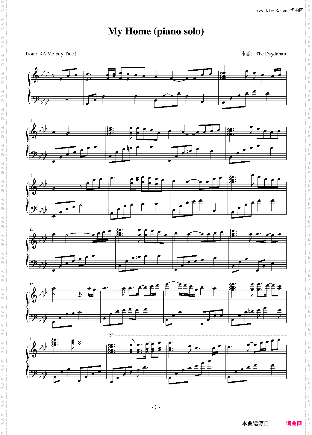 My Home Piano Solo