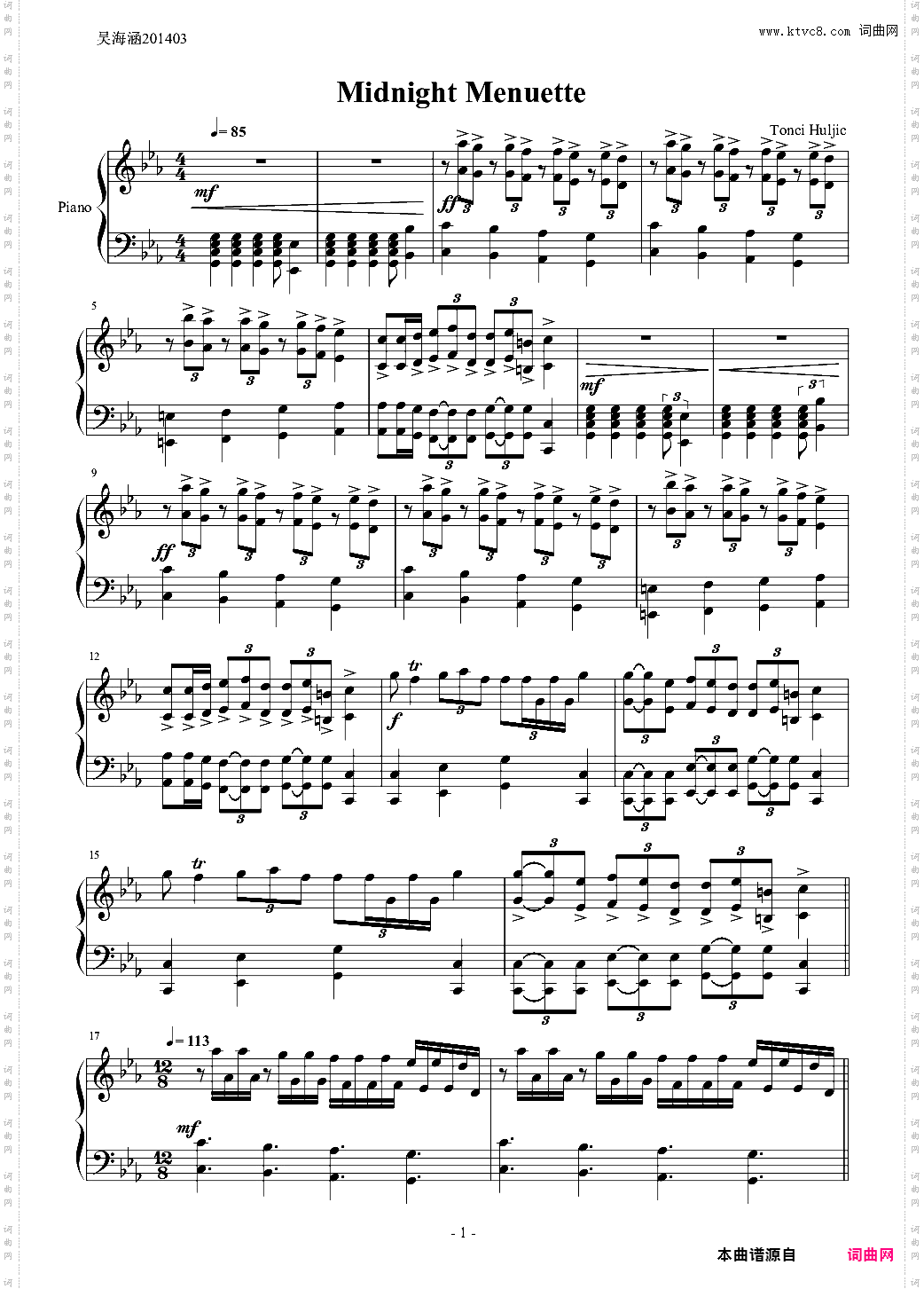 Midnight Menuette-午夜小步舞曲-马克西姆maksim&赫吉克 Tonci Huljic2