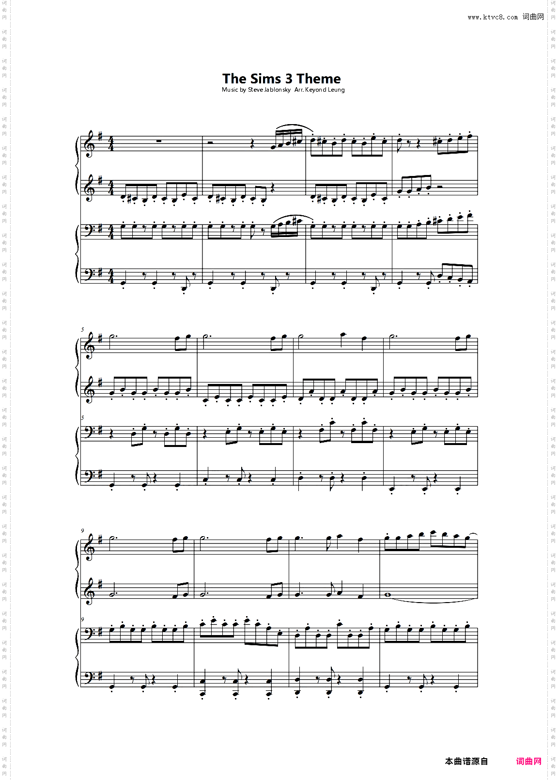 模拟人生3 The Sims 3 主题曲钢琴四手联弹版高还原度