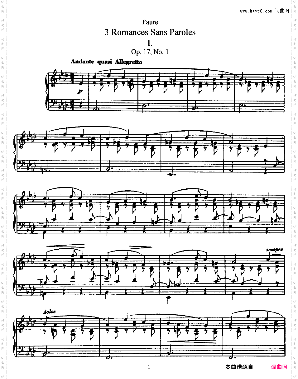 3首无词浪漫曲 3 Romances Sans Paroles Op·17