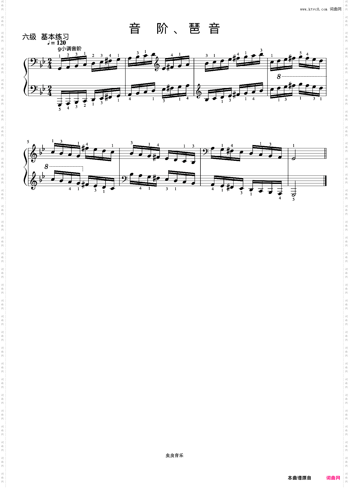6级 g小调音阶《中国院钢琴考级曲目》