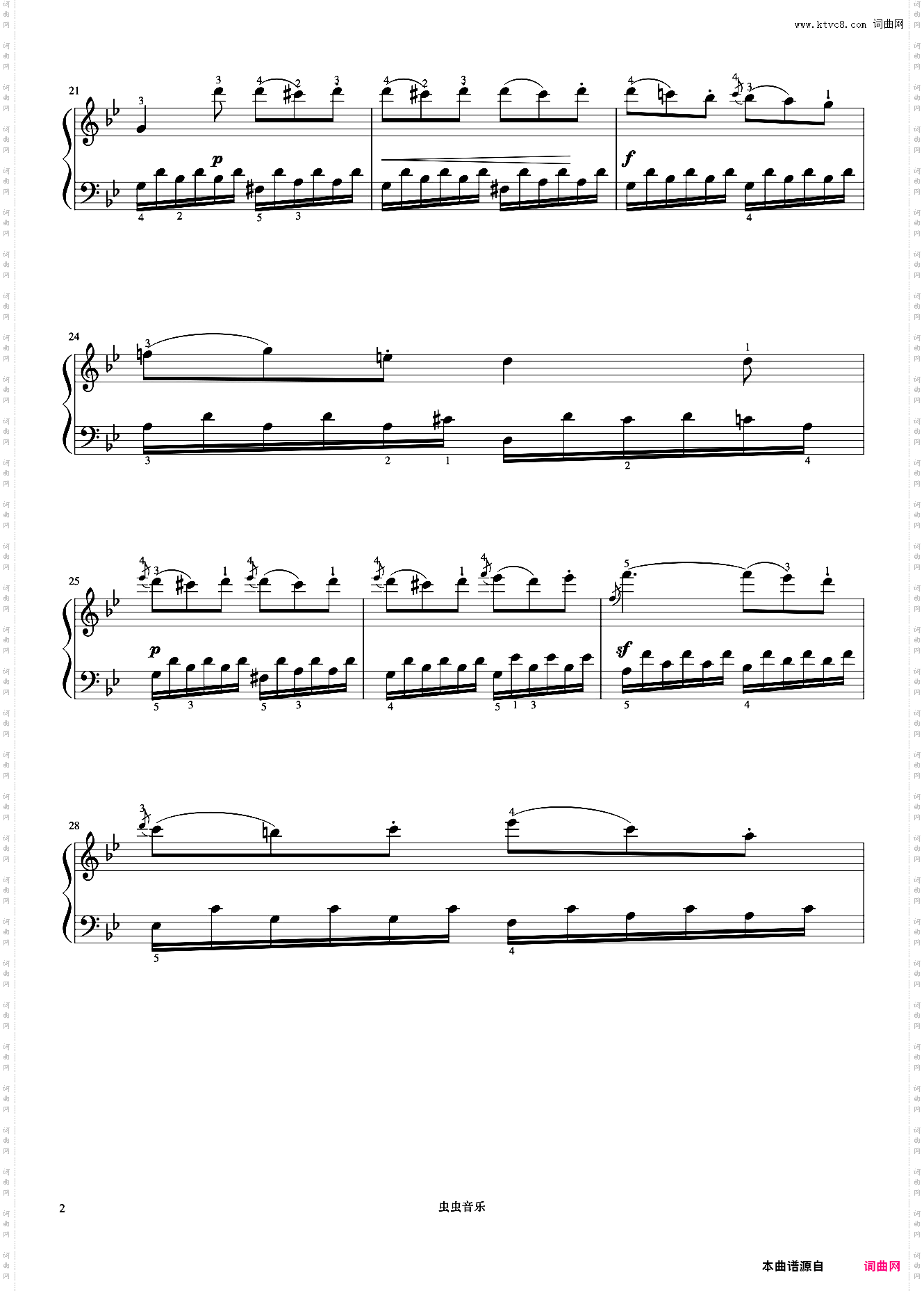 奏鸣曲 Op·49 No·1 第二乐章《小奏鸣曲集》