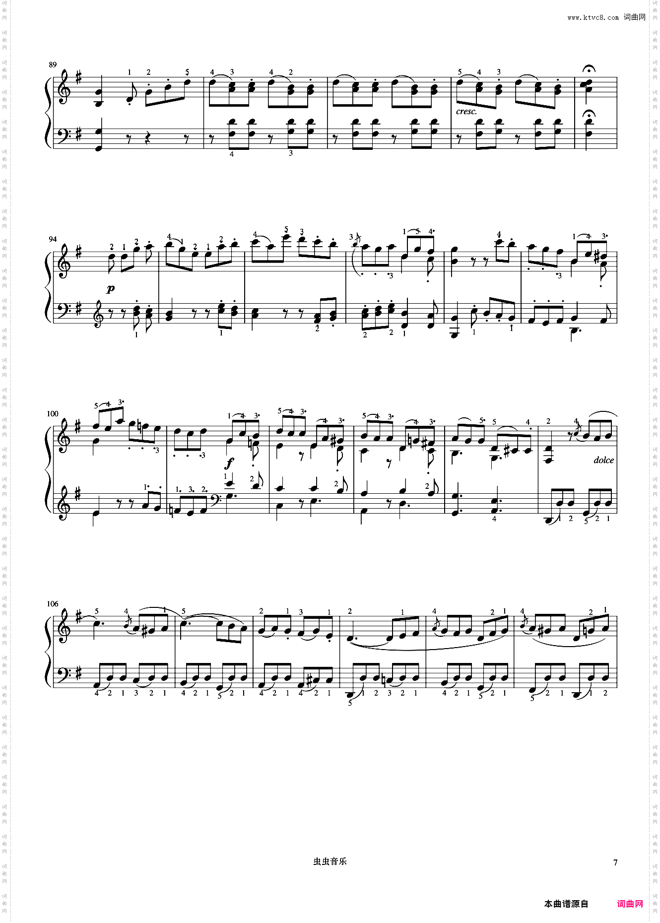 奏鸣曲 Op·49 No·1 第二乐章《小奏鸣曲集》