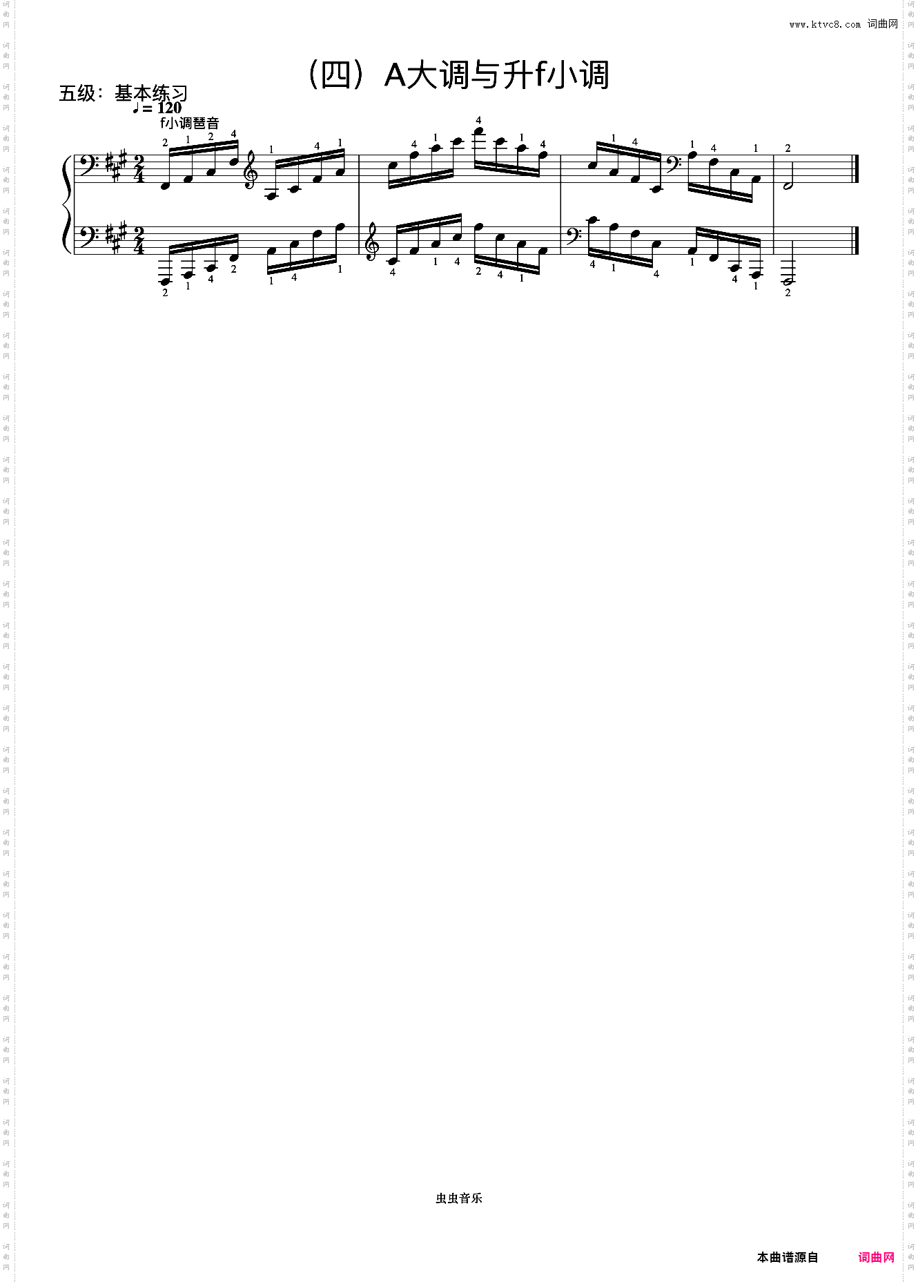 《音协钢琴考级曲目 1-5级》5级 #f小调琶音