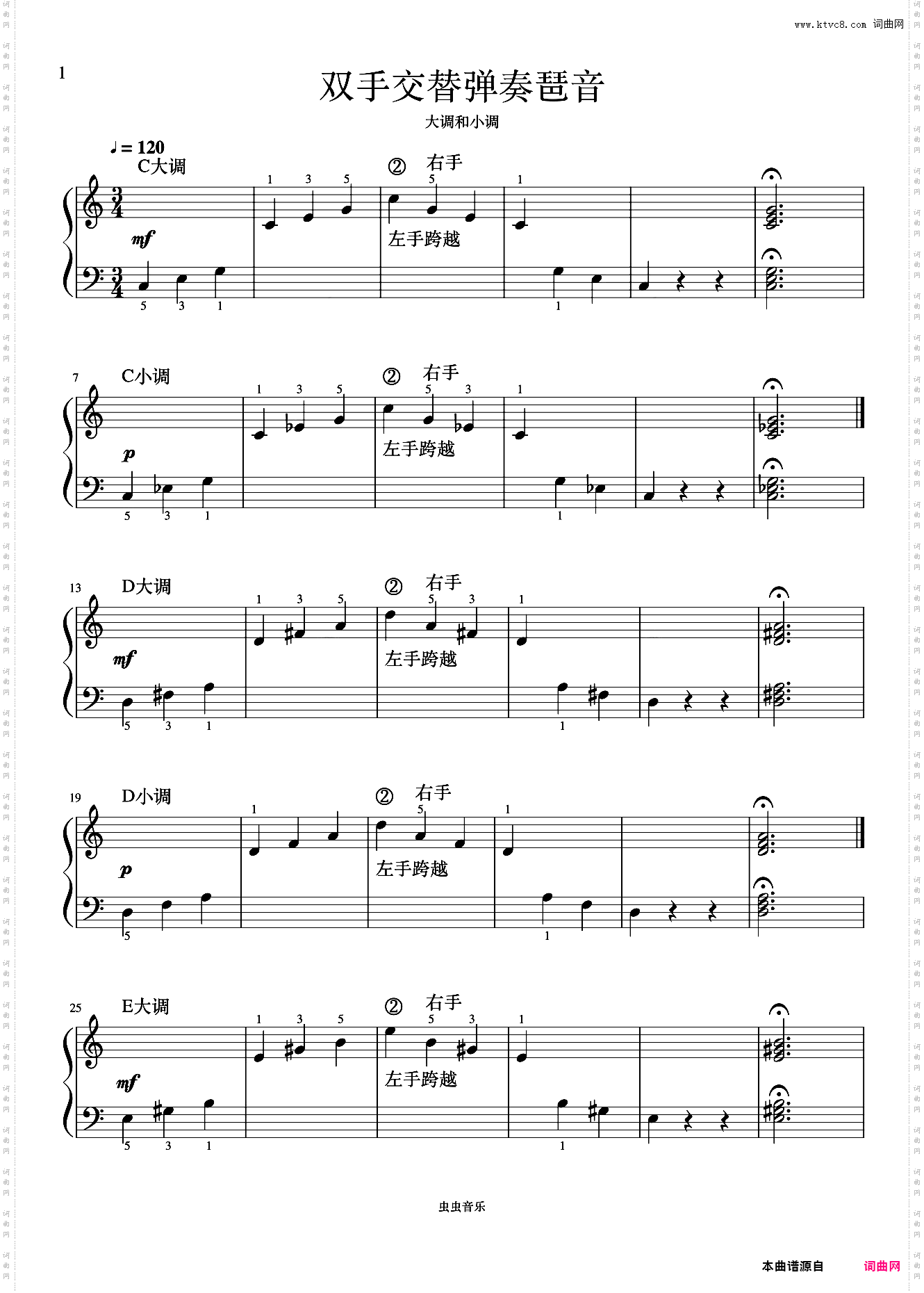 单元二 双手交替弹奏琶音《菲伯尔钢琴基础教程 第4级 课程和乐理》