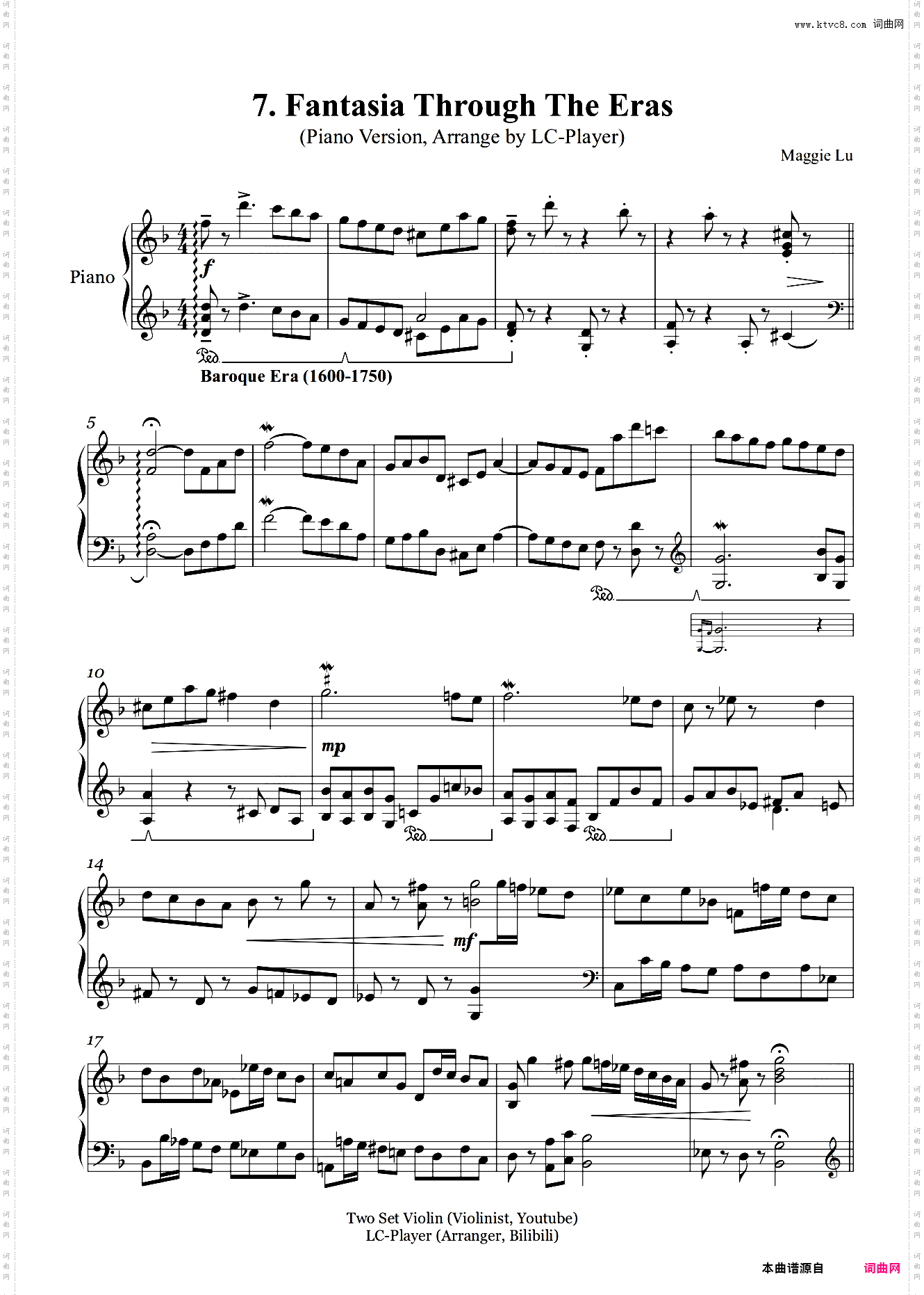 Fantasia Through The Eras时代幻想曲，Two Set Violin双琴侠粉丝作品，钢琴改编