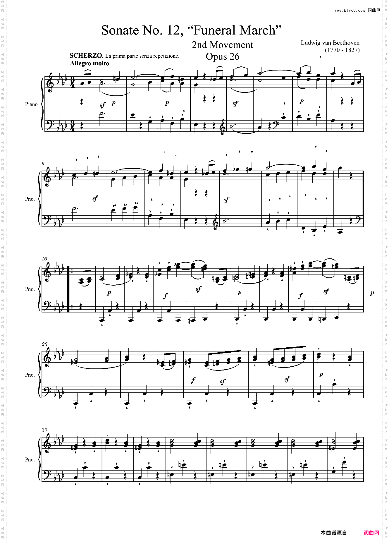 Sonate No· 12, “Funeral March” 2nd Movement