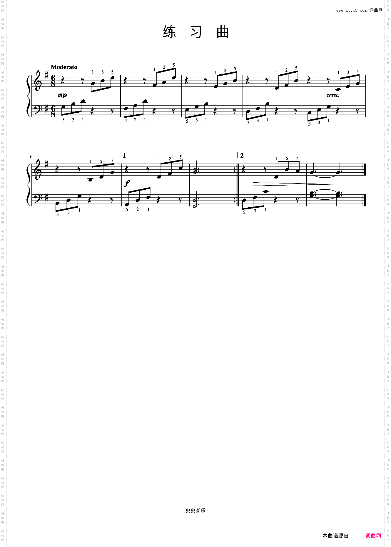 30·练习曲NO·4《约翰汤普森 现代钢琴教程2》