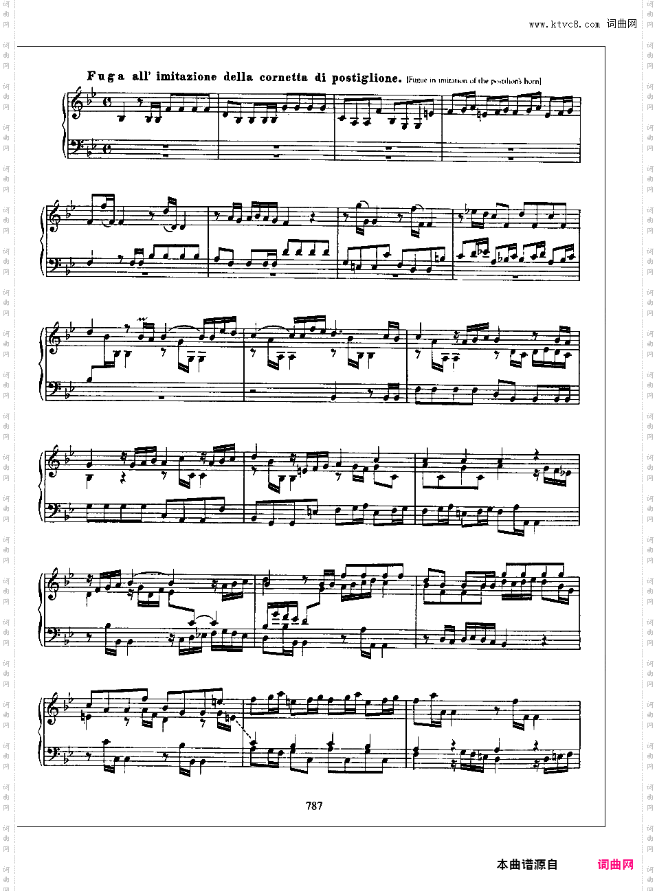 降B大调随想曲 Capriccio in B-flat Major BWV 992