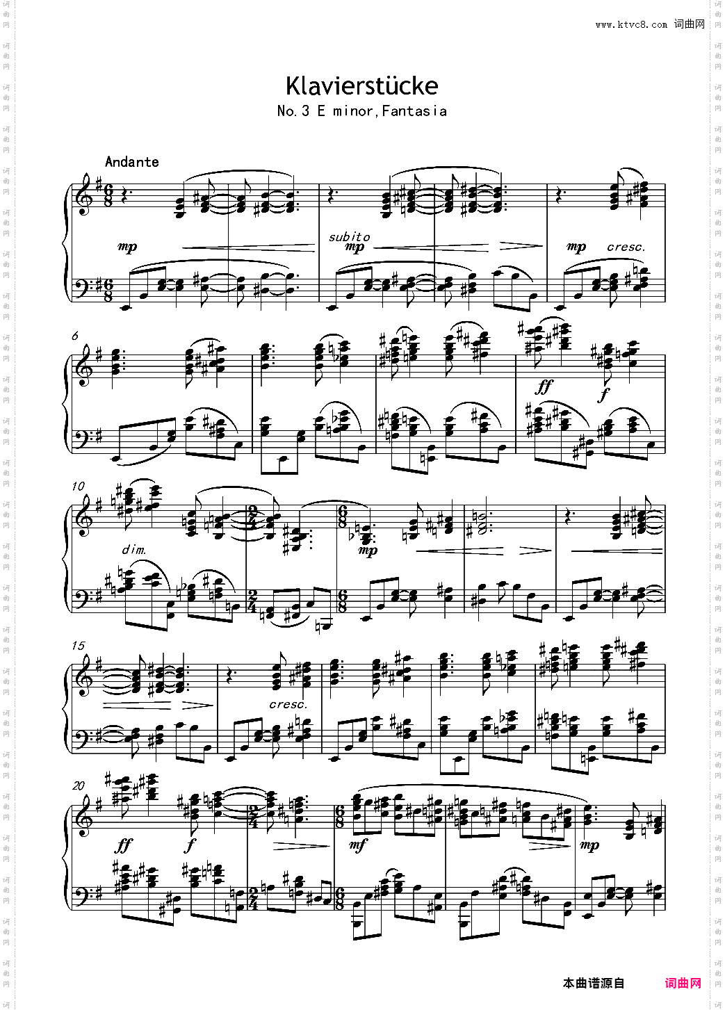 幻想曲，钢琴曲4首，Op3no3