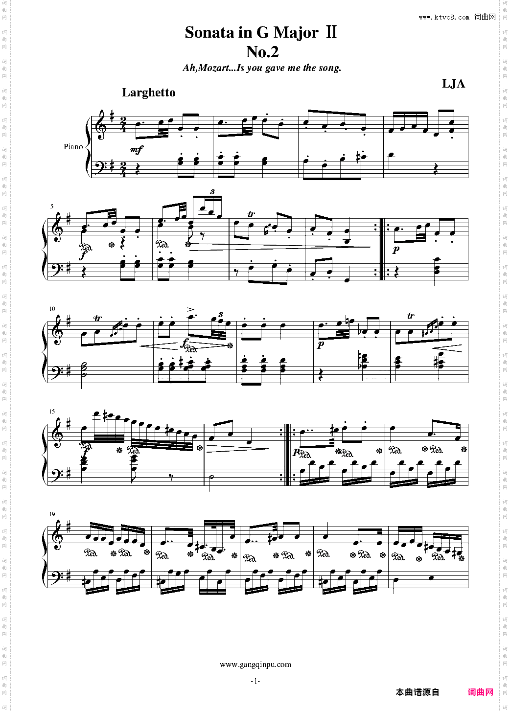 G大调小奏鸣曲第二乐章NO·3