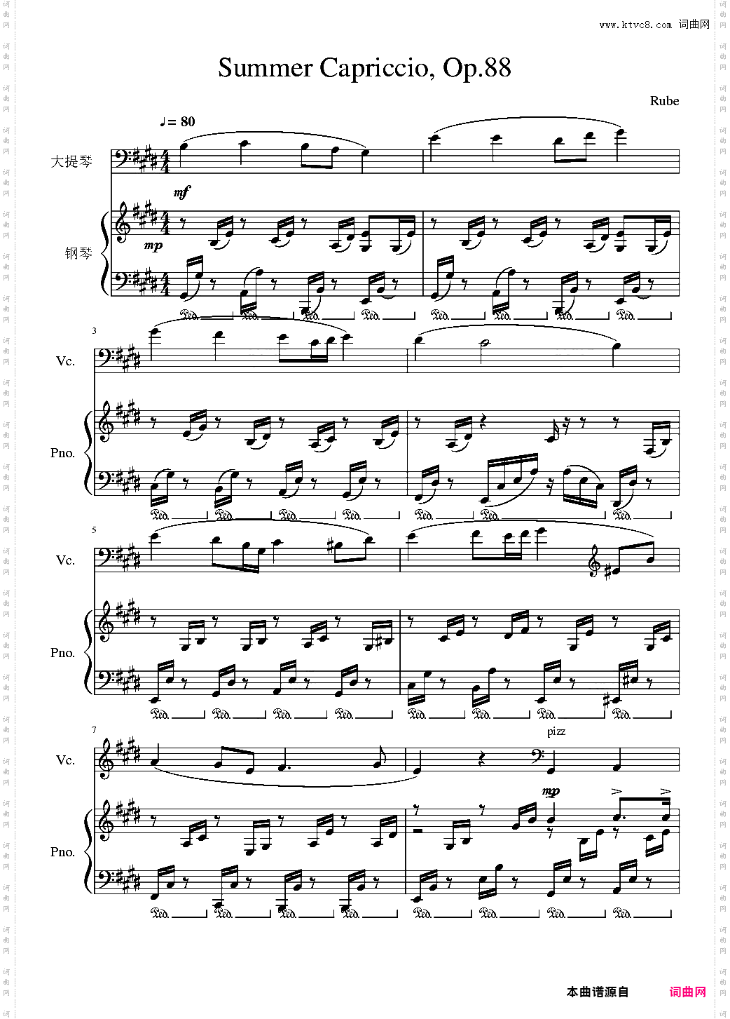 Summer Capriccio, Op·88 夏日随想曲