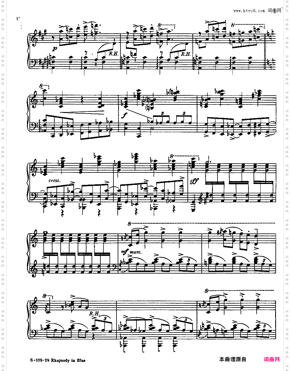 蓝色狂想曲 Rhapsody in Blue - 为钢琴与乐队而作