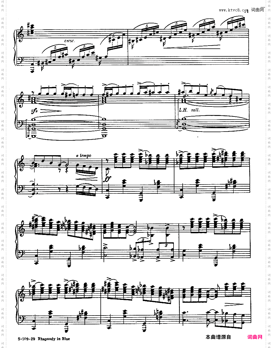 蓝色狂想曲 Rhapsody in Blue - 为钢琴与乐队而作