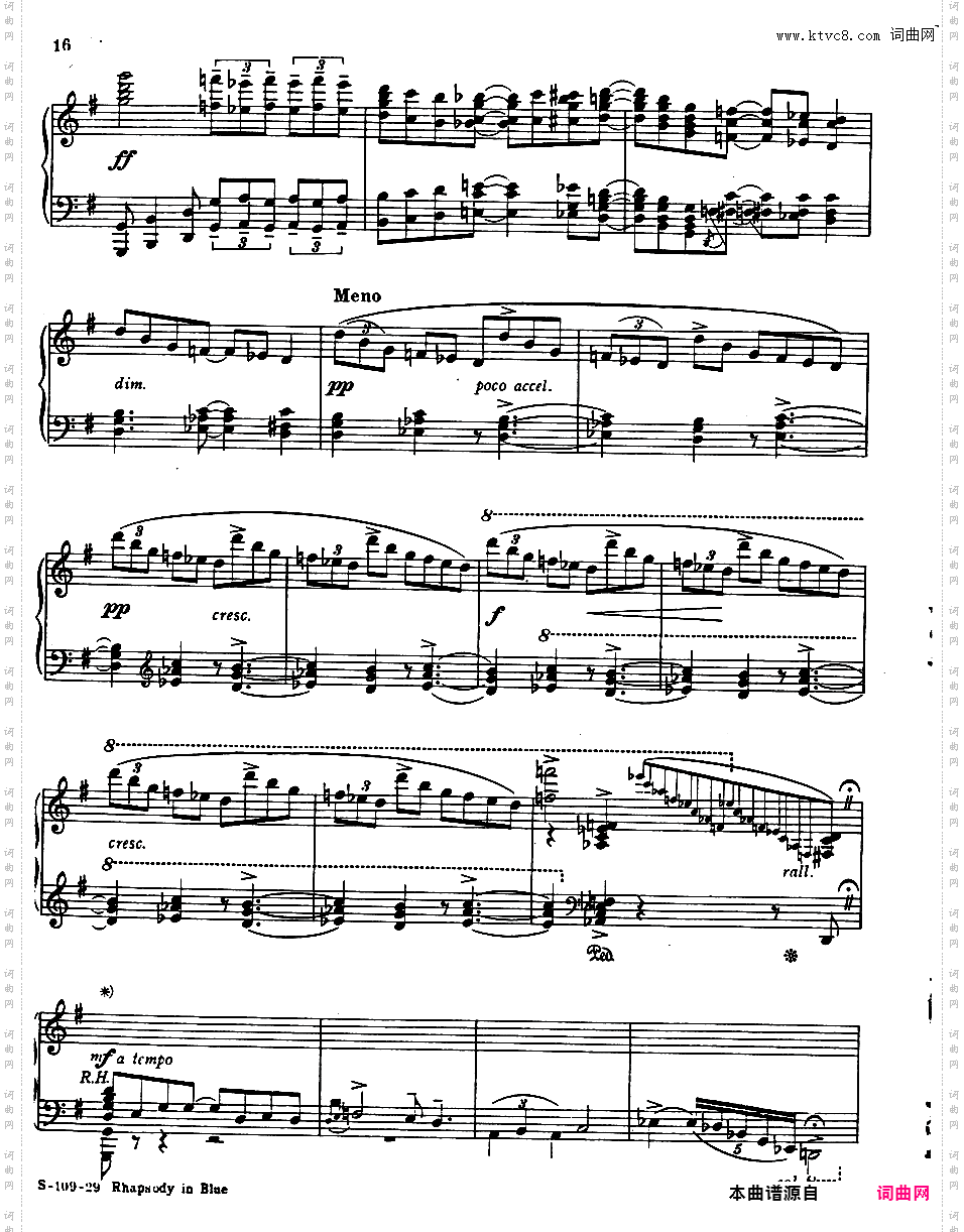 蓝色狂想曲 Rhapsody in Blue - 为钢琴与乐队而作