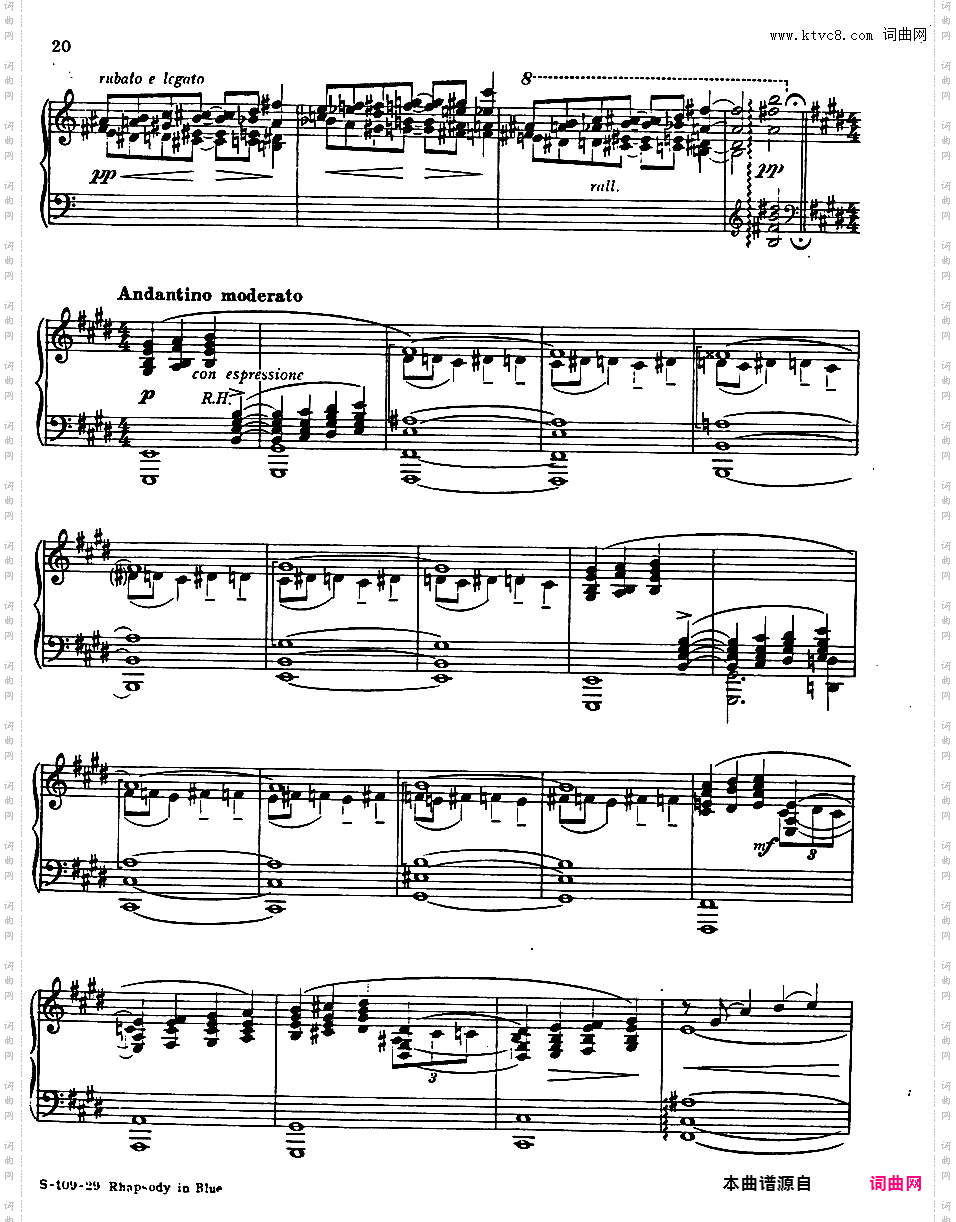 蓝色狂想曲 Rhapsody in Blue - 为钢琴与乐队而作