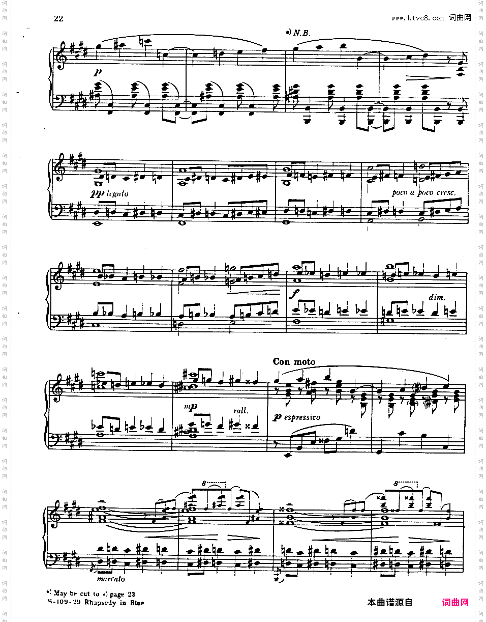 蓝色狂想曲 Rhapsody in Blue - 为钢琴与乐队而作