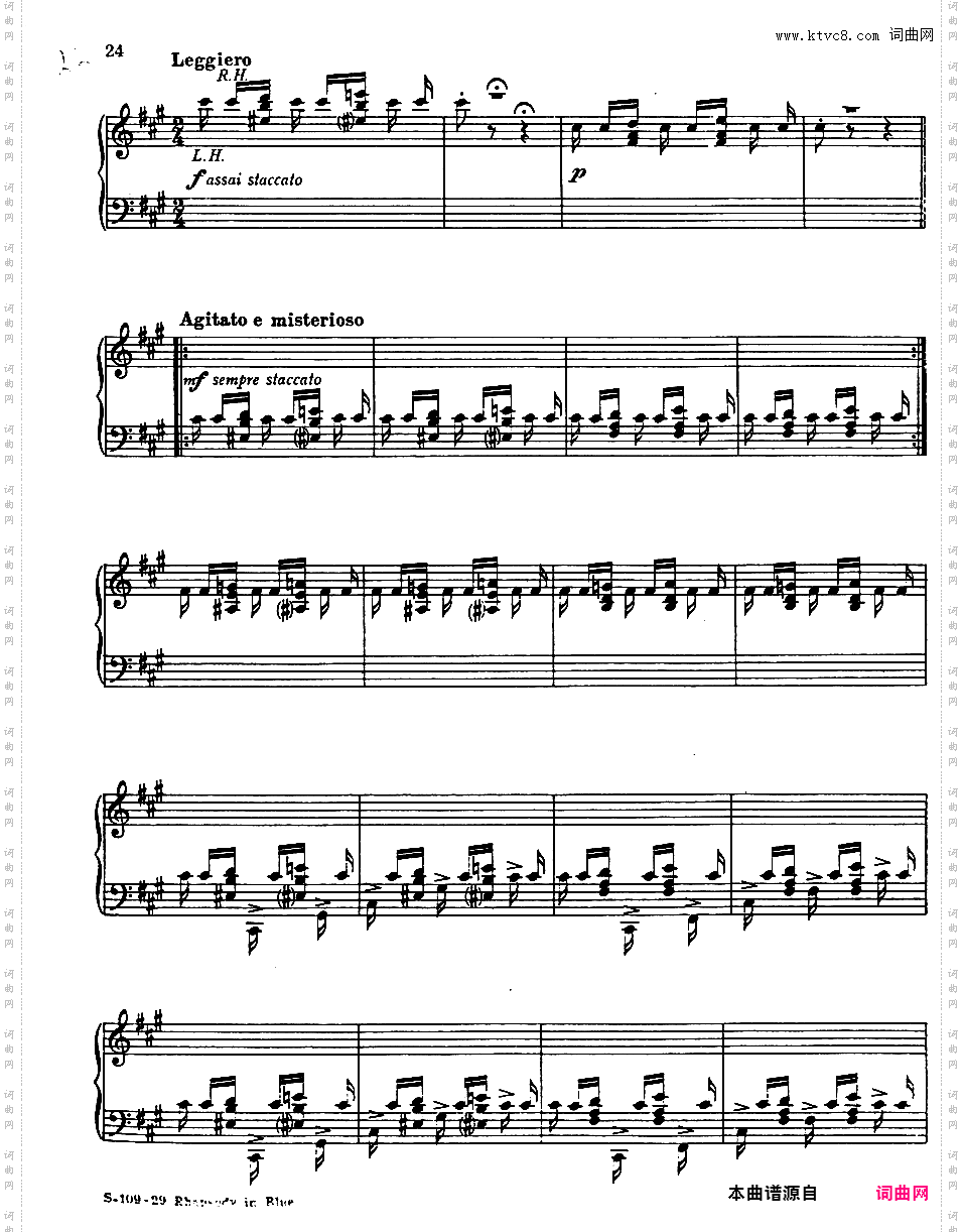蓝色狂想曲 Rhapsody in Blue - 为钢琴与乐队而作