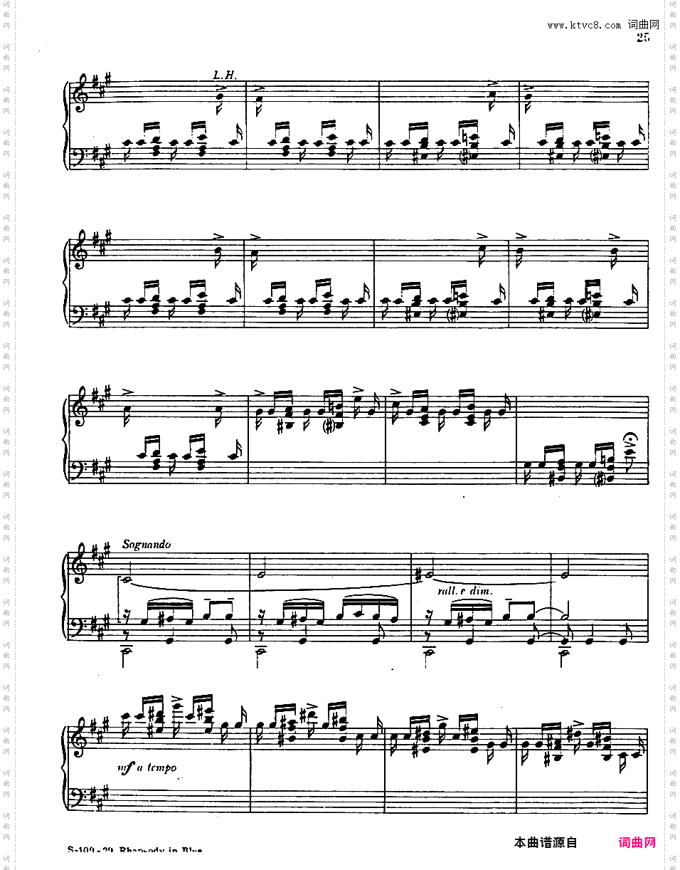 蓝色狂想曲 Rhapsody in Blue - 为钢琴与乐队而作