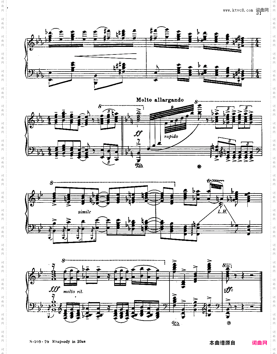 蓝色狂想曲 Rhapsody in Blue - 为钢琴与乐队而作