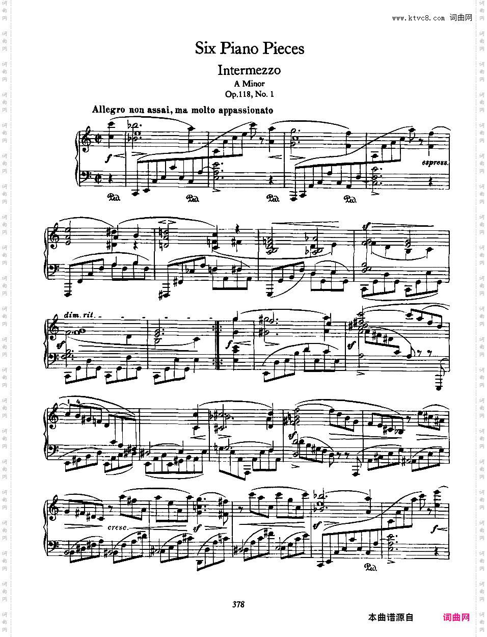 6首钢琴曲 6 Piano Pieces Op·118Brahms op118 6 Piano Pieces合集