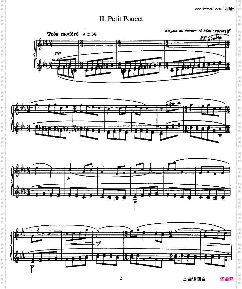 鹅妈妈 Ma Mere L'Oye - 四手联弹Ravel 1910 Ma Mere l'Oye 独奏版