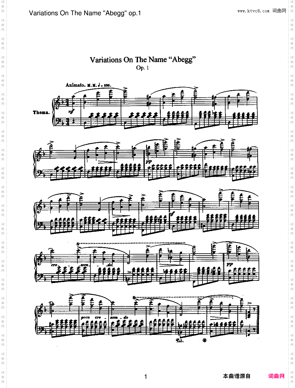阿贝格变奏曲 Abegg Variations Op·1