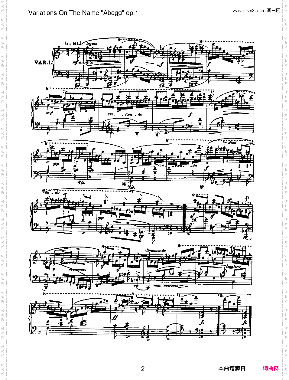 阿贝格变奏曲 Abegg Variations Op·1