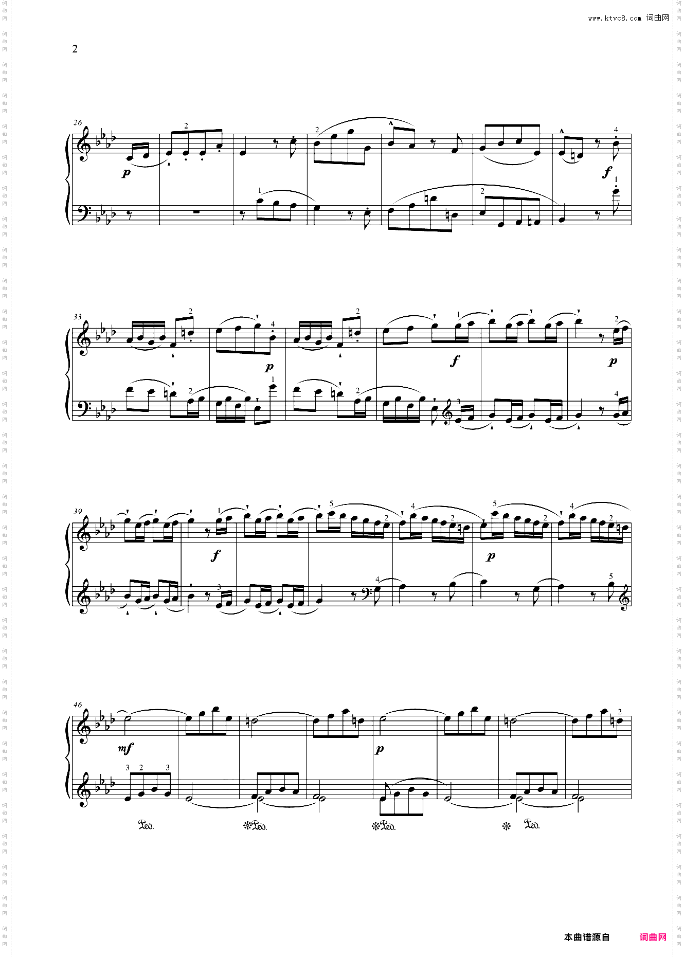 第八级 大型乐曲降A大调奏鸣曲
