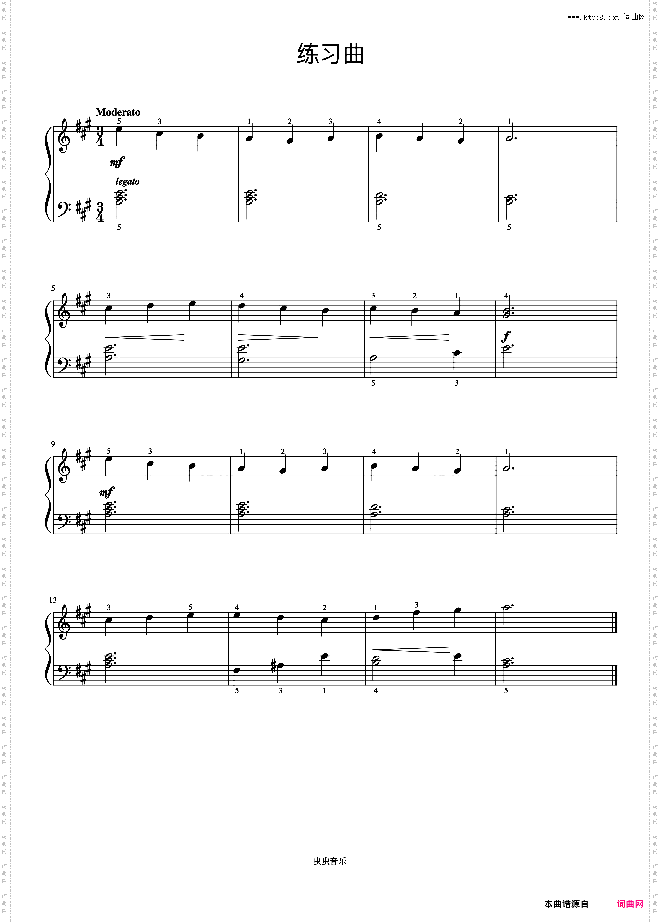 练习曲NO·1《约翰汤普森 简易钢琴教程 5》