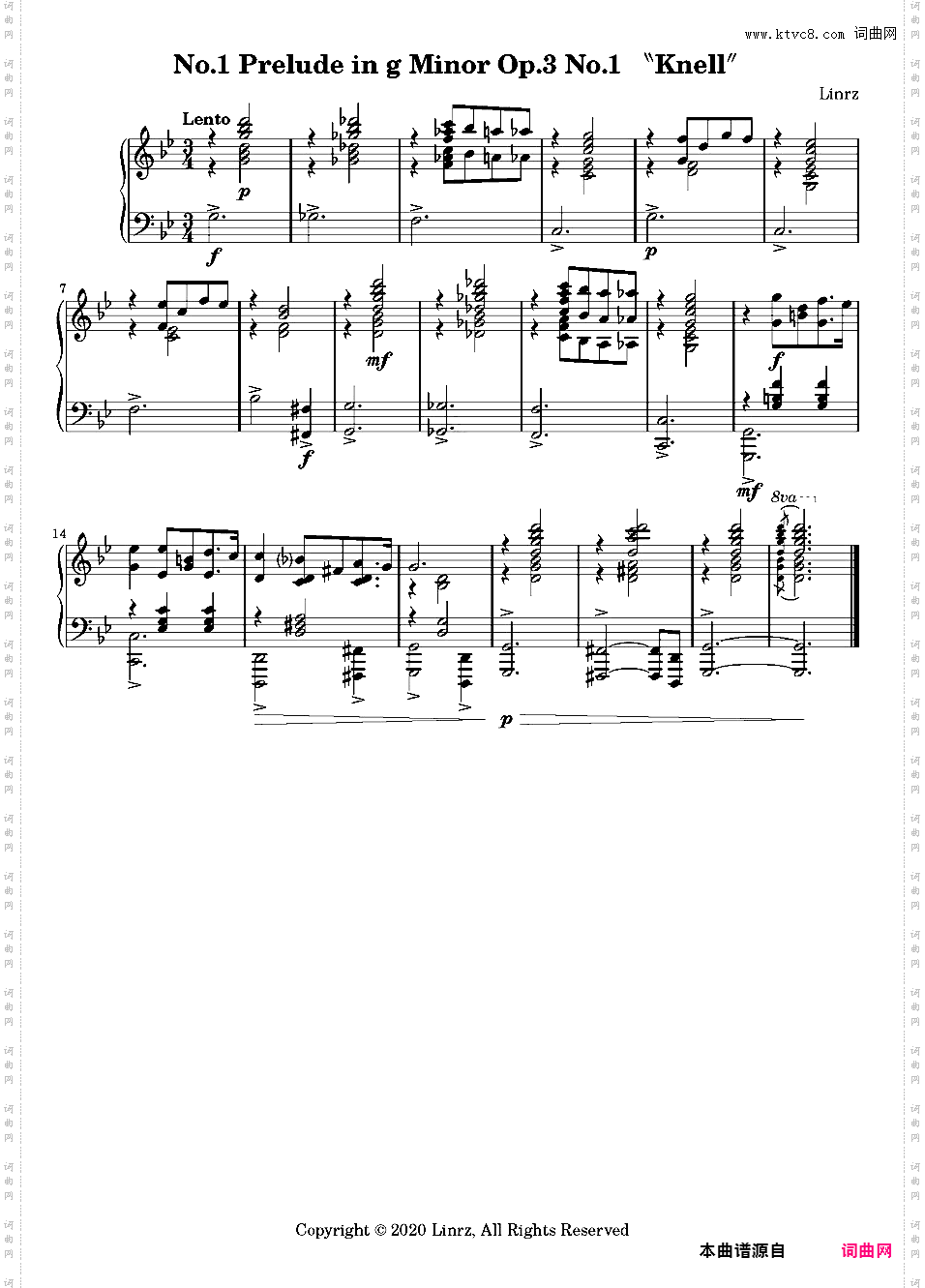 No·1 Prelude in g Minor Op·3 No·1 ·