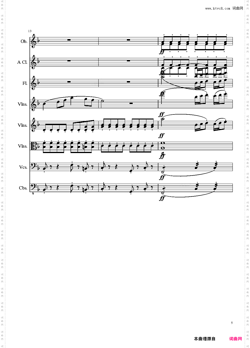 Sonata for strings,Oboes,Clinests and flutes, Op·84