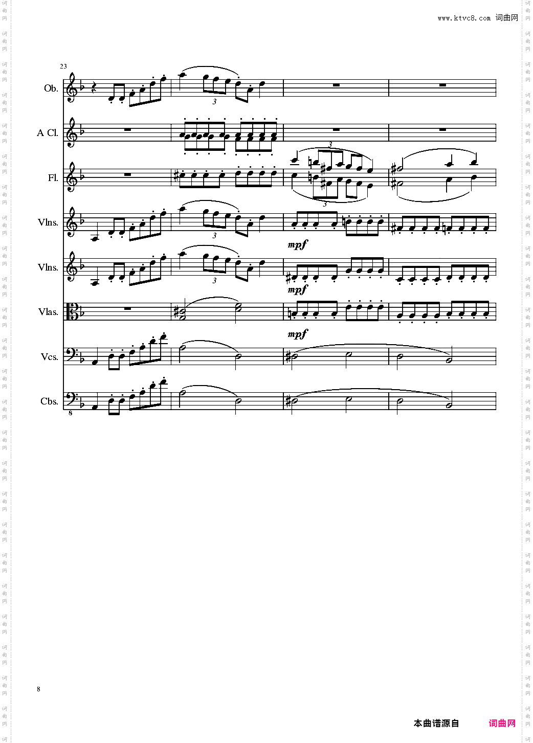 Sonata for strings,Oboes,Clinests and flutes, Op·84